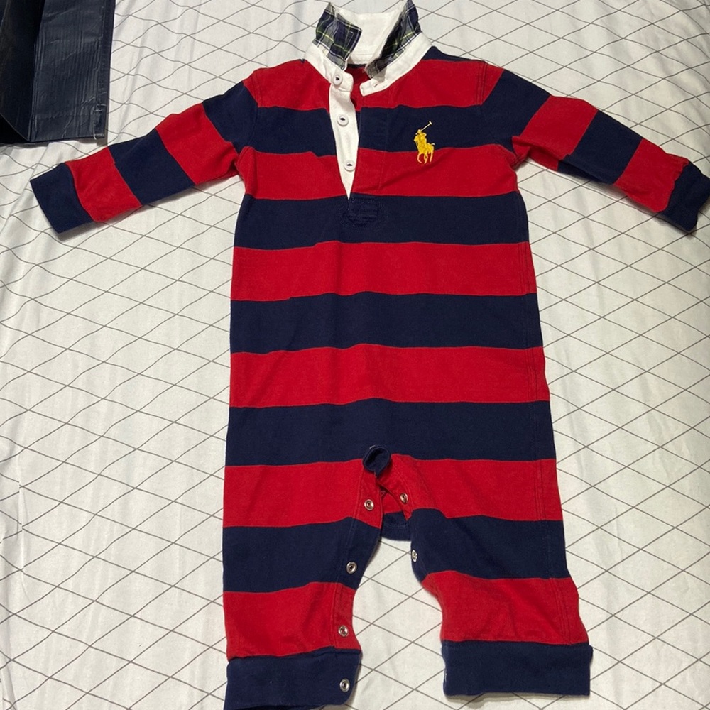 Baby boy Ralph Lauren one piece worn one time. Still in good like new condition.